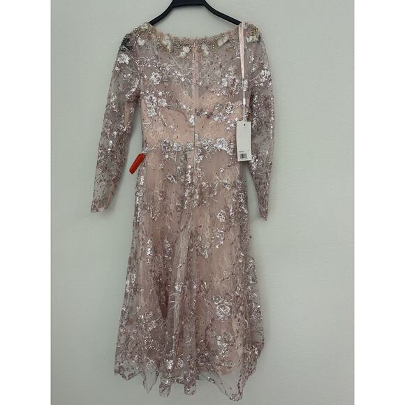 NWT MAC DUGGAL Pink Long Sleeves Sequin Embroidery Evening Dress 67501 Size 2 - Picture 6 of 9